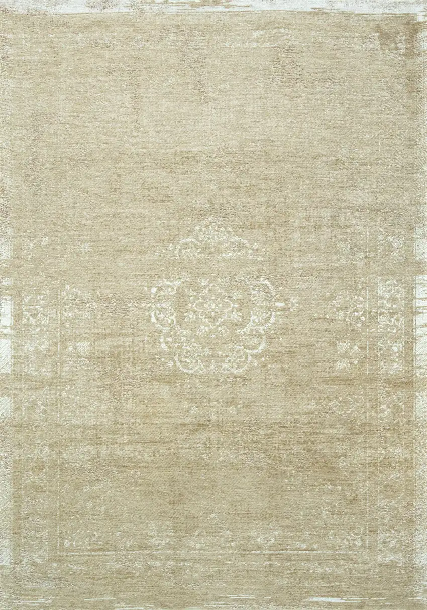Brown And White Medallion Washable Area Rug With UV Protection Photo 2
