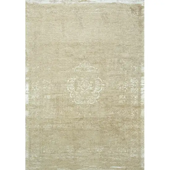 Brown And White Medallion Washable Area Rug With UV Protection Photo 2