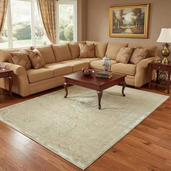 Brown And White Medallion Washable Area Rug With UV Protection Photo 1