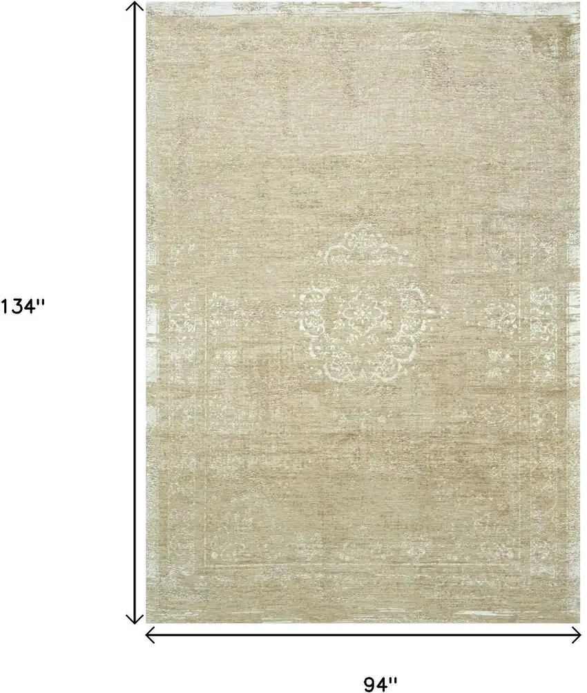 Brown And White Medallion Washable Area Rug With UV Protection Photo 9