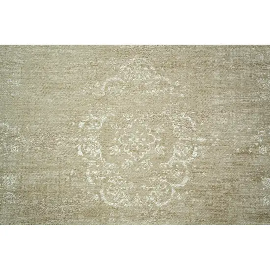 Brown And White Medallion Washable Area Rug With UV Protection Photo 8