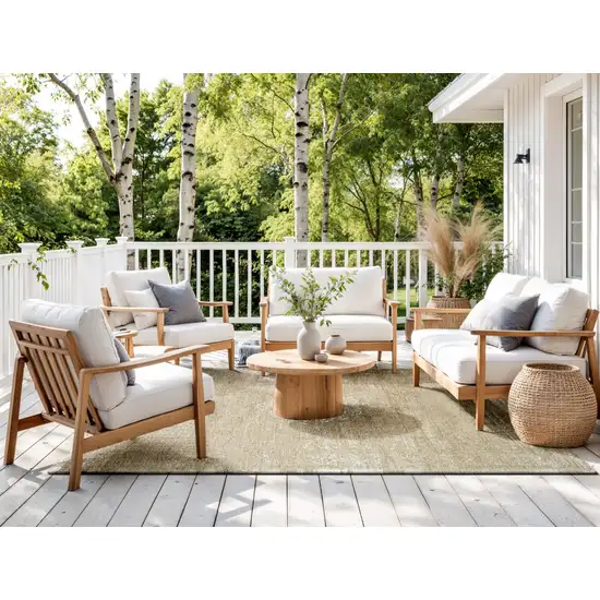 Brown And White Medallion Washable Area Rug With UV Protection Photo 4