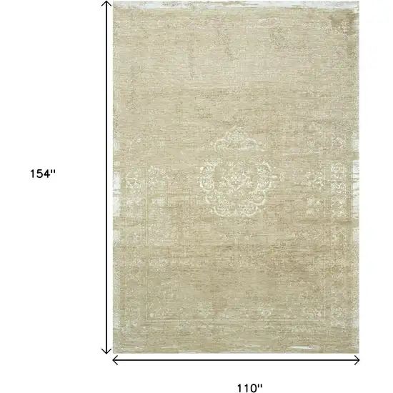 Brown And White Medallion Washable Area Rug With UV Protection Photo 9