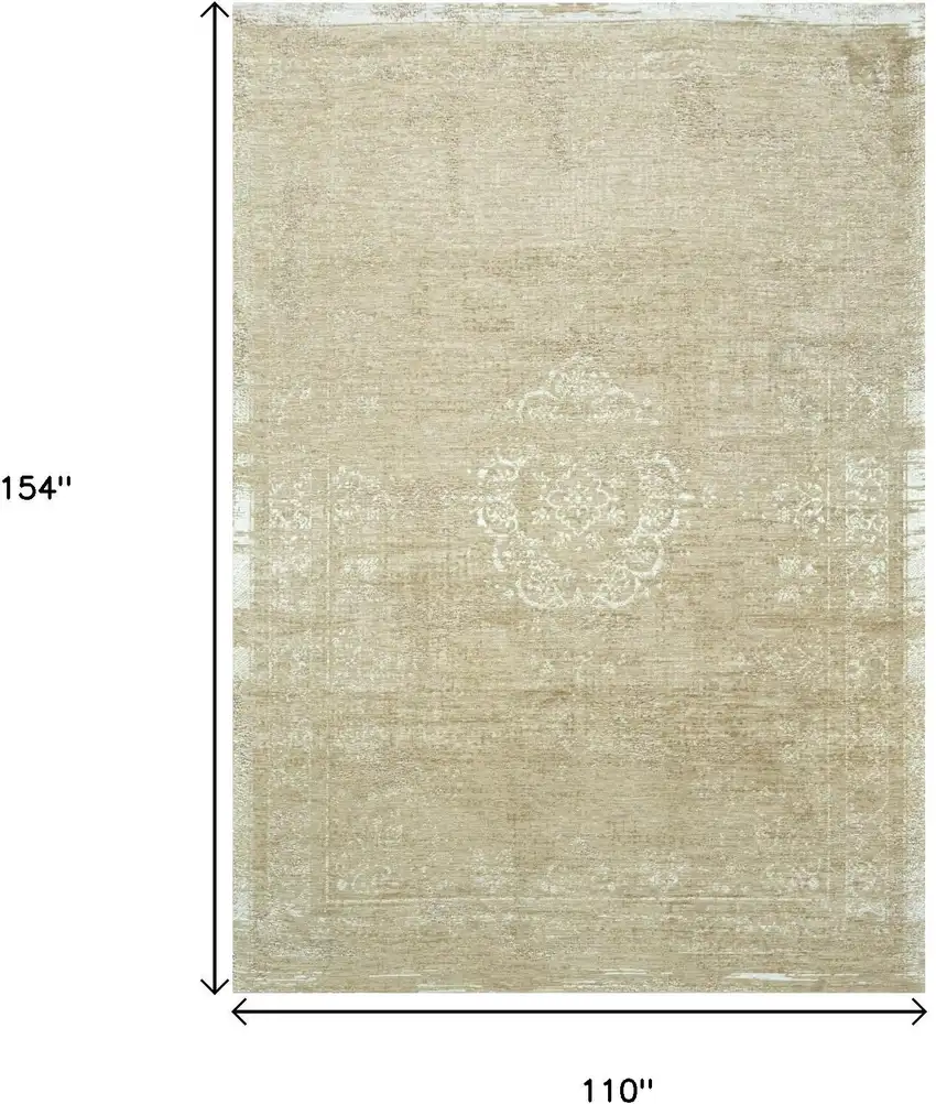 Brown And White Medallion Washable Area Rug With UV Protection Photo 9