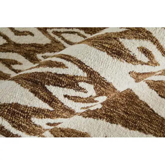 Brown And White Wool Oriental Hand Tufted Area Rug Photo 9