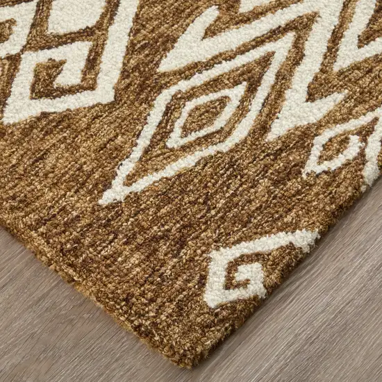 Brown And White Wool Oriental Hand Tufted Area Rug Photo 8