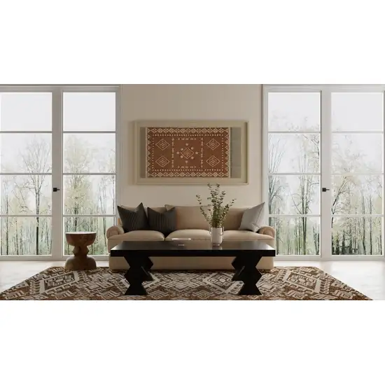Brown And White Wool Oriental Hand Tufted Area Rug Photo 6