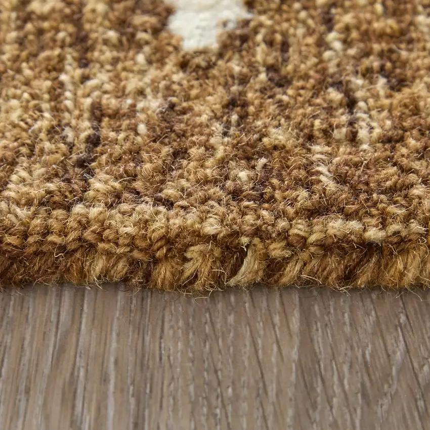 Brown And White Wool Oriental Hand Tufted Area Rug Photo 2