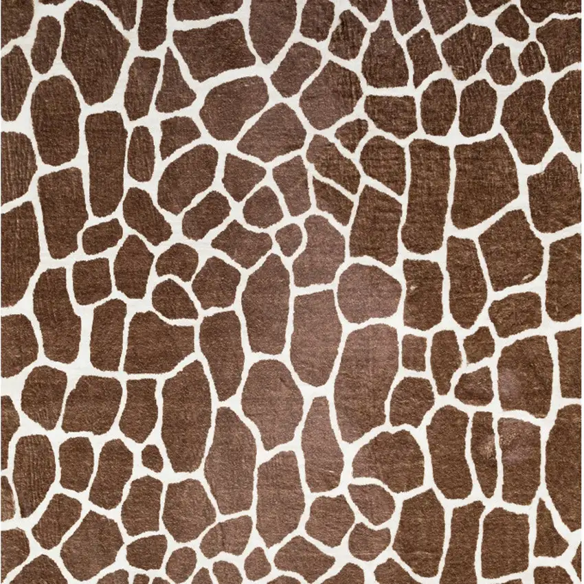Brown Animal Print Shag Non Skid Area Rug Photo 4