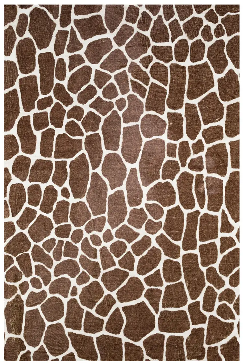 Brown Animal Print Shag Non Skid Area Rug Photo 1
