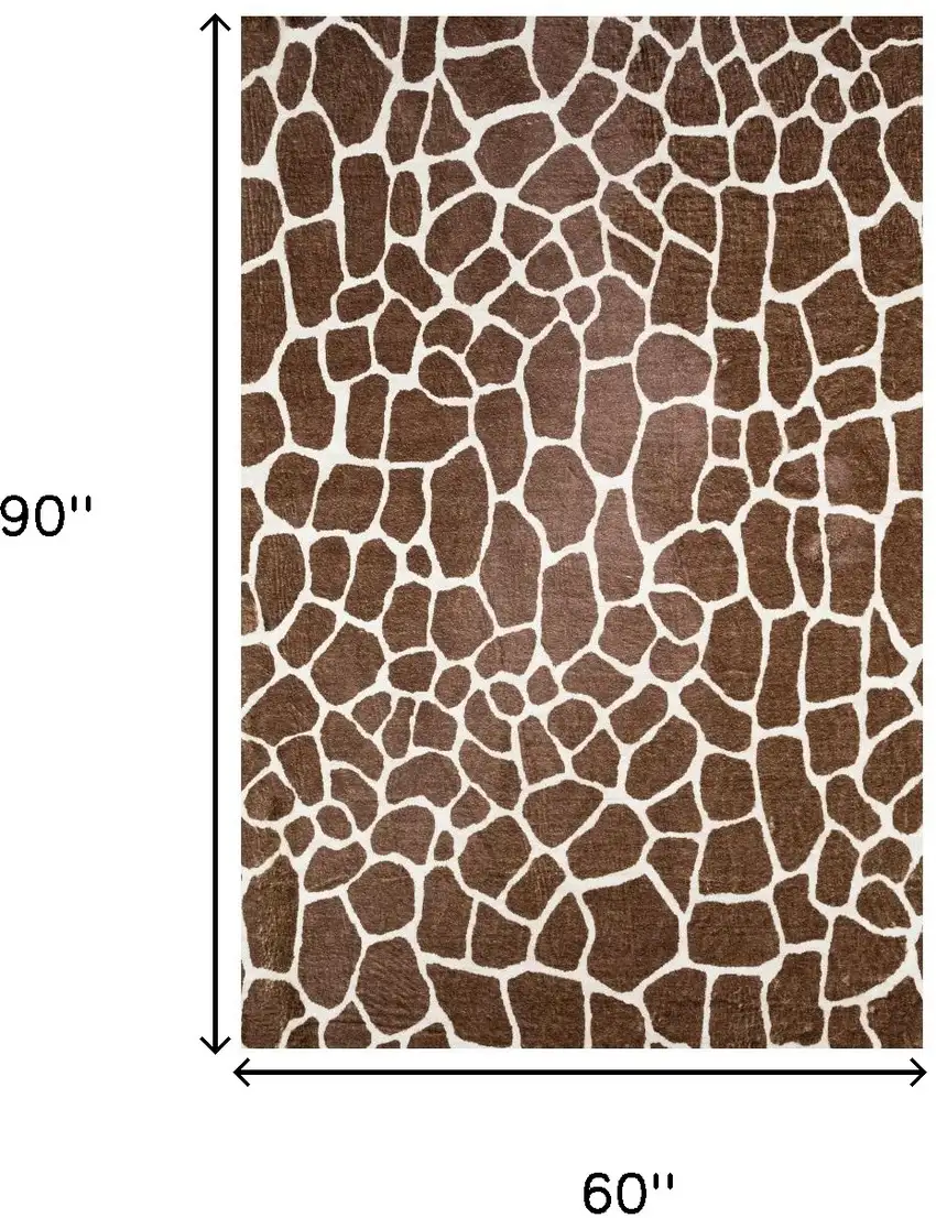 Brown Animal Print Shag Non Skid Area Rug Photo 3