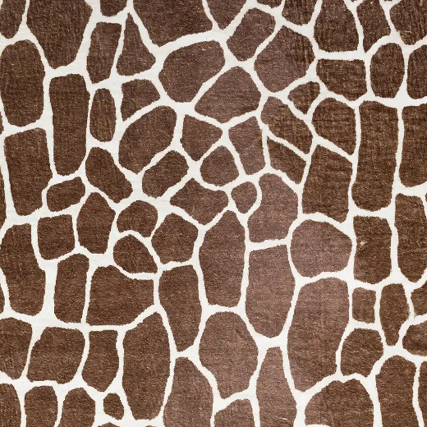 Brown Animal Print Shag Non Skid Area Rug Photo 3