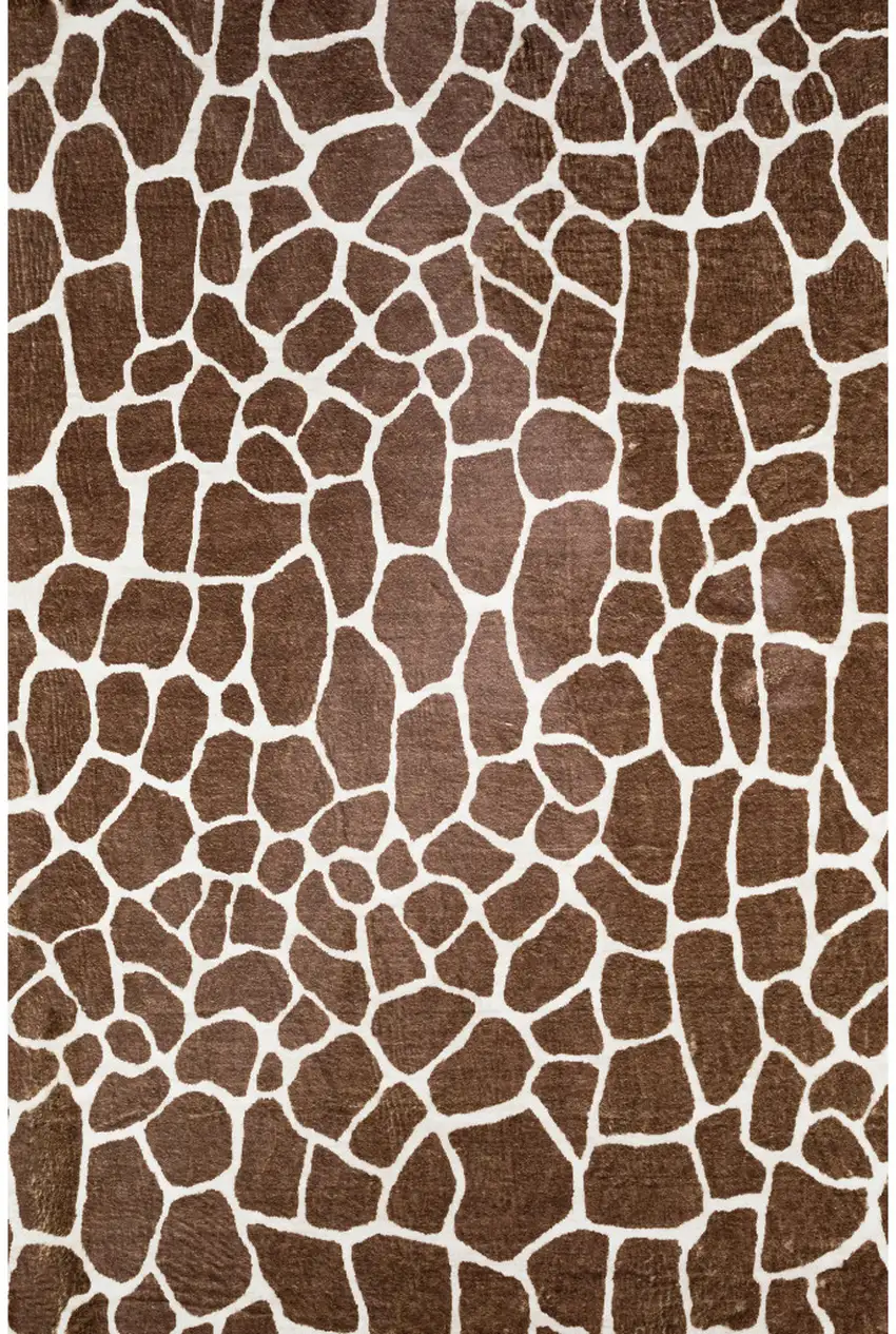 Brown Animal Print Shag Non Skid Area Rug Photo 2