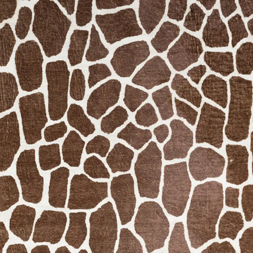 Brown Animal Print Shag Non Skid Area Rug Photo 3