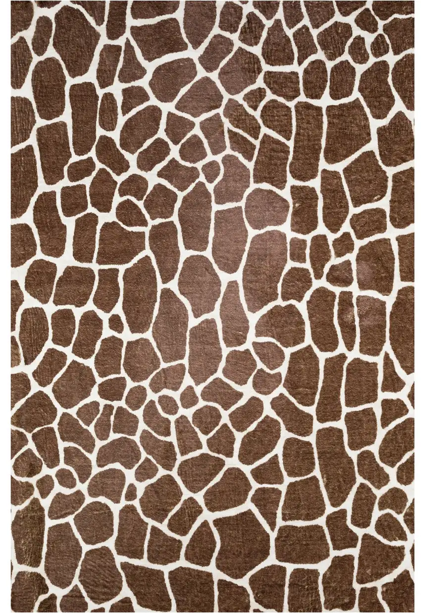 Brown Animal Print Shag Non Skid Area Rug Photo 2