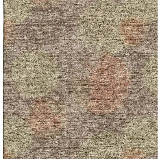 Brown Artichoke Green And Taupe Abstract Washable Area Rug With UV Protection Photo 4