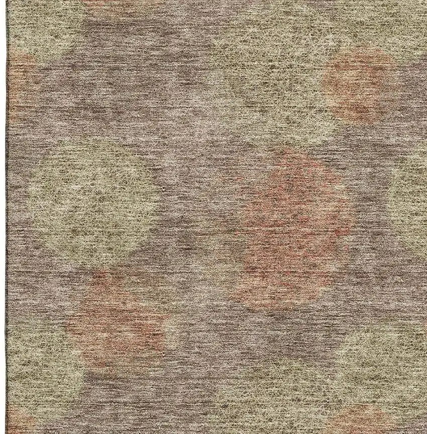 Brown Artichoke Green And Taupe Abstract Washable Area Rug With UV Protection Photo 4