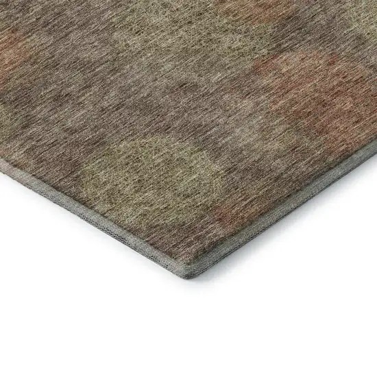 Brown Artichoke Green And Taupe Abstract Washable Area Rug With UV Protection Photo 6