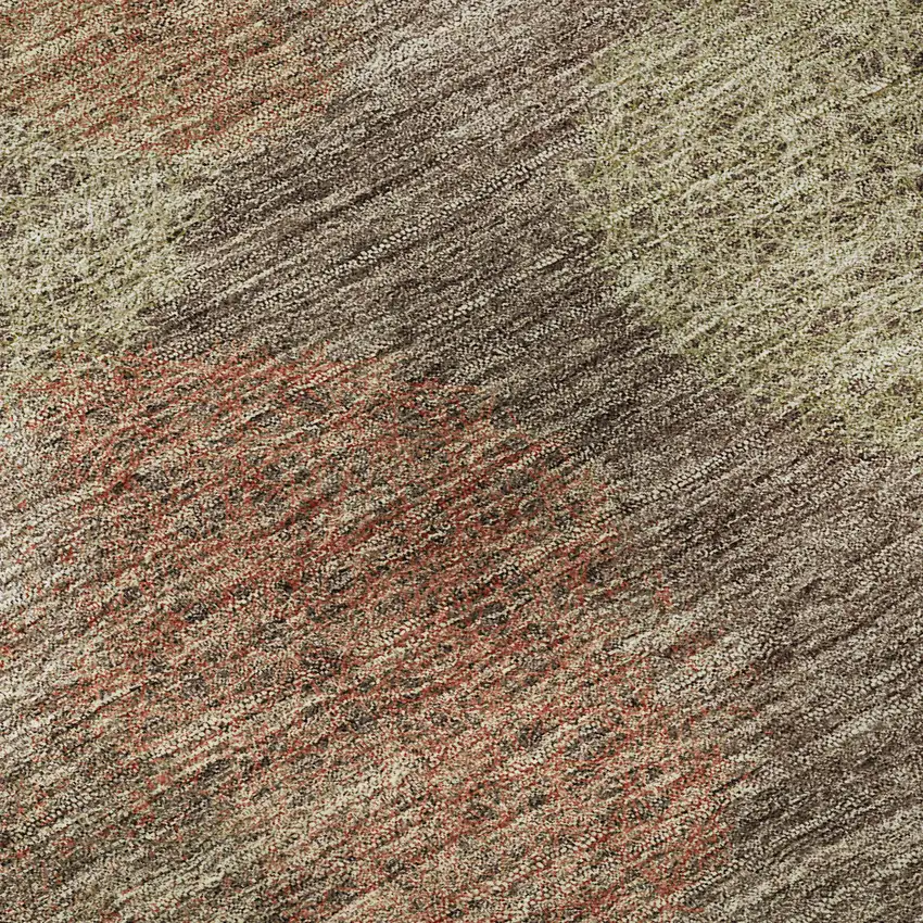 Brown Artichoke Green And Taupe Abstract Washable Area Rug With UV Protection Photo 1