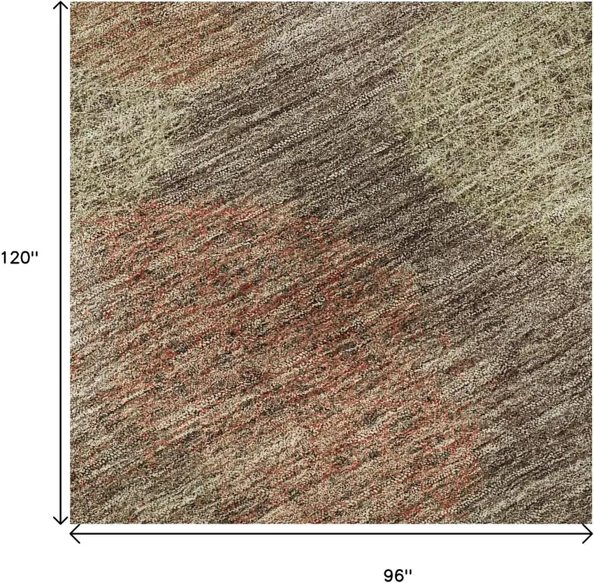 Brown Artichoke Green And Taupe Abstract Washable Area Rug With UV Protection Photo 8