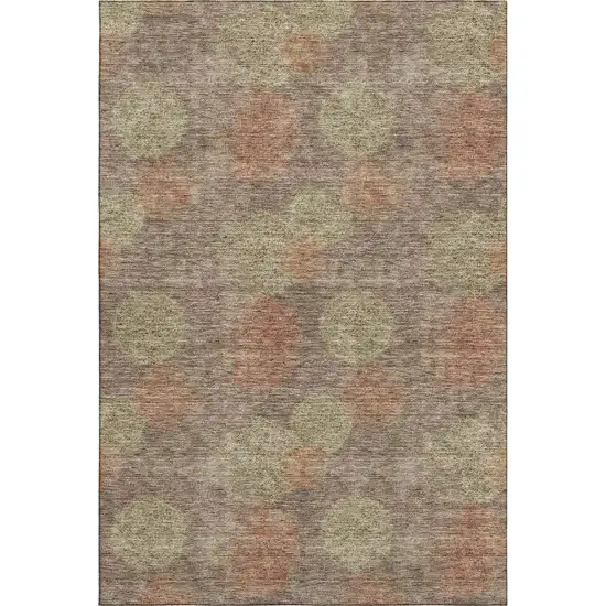 Brown Artichoke Green And Taupe Abstract Washable Area Rug With UV Protection Photo 4