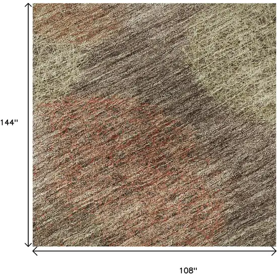 Brown Artichoke Green And Taupe Abstract Washable Area Rug With UV Protection Photo 8