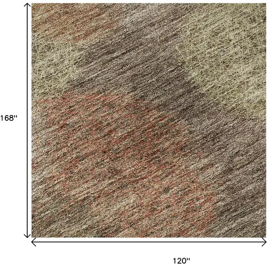 Brown Artichoke Green And Taupe Abstract Washable Area Rug With UV Protection Photo 9