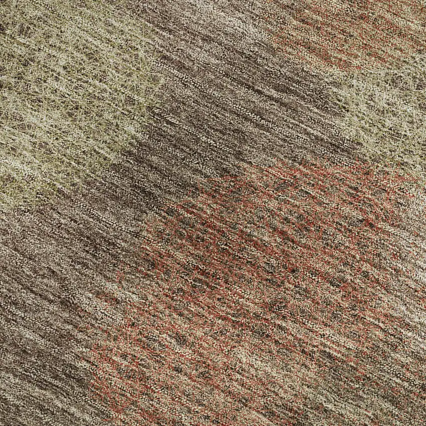 Brown Artichoke Green And Taupe Abstract Washable Area Rug With UV Protection Photo 2