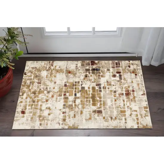 Natural And Brown Abstract Area Rug Photo 1