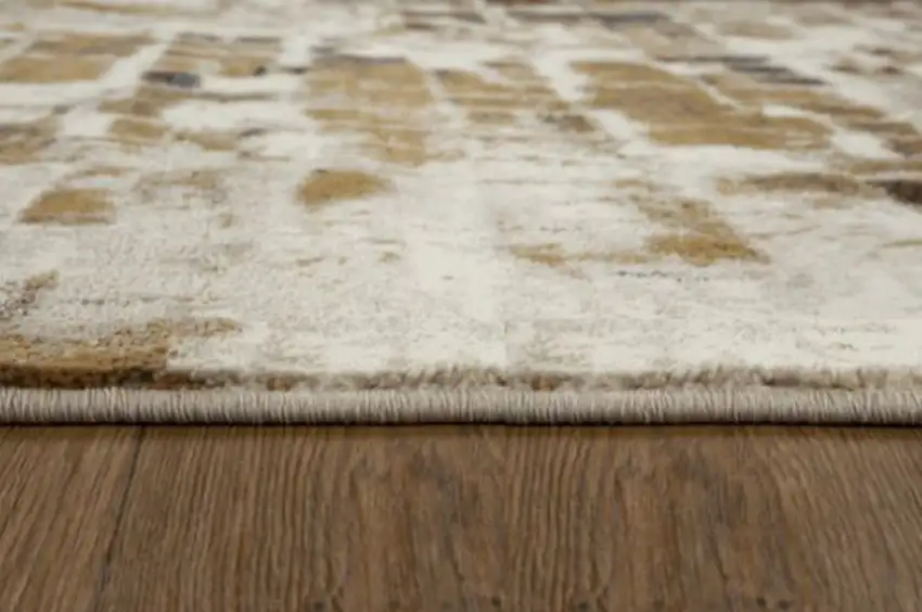 Brown Beige Abstract Tiles Distressed Area Rug Photo 5