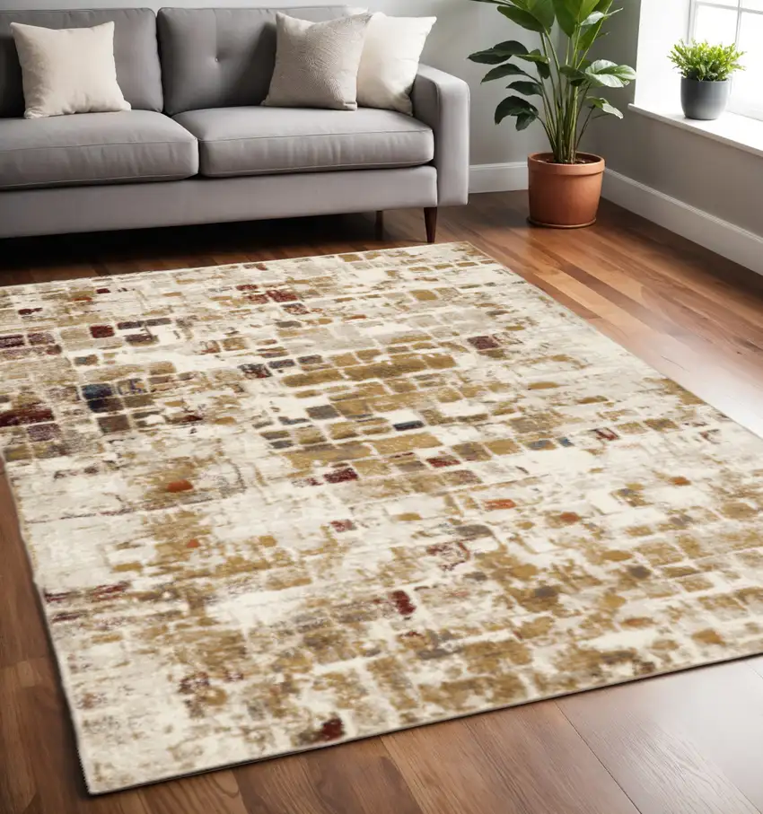 Natural And Brown Abstract Area Rug Photo 2