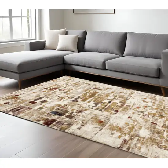 Natural And Brown Abstract Area Rug Photo 2