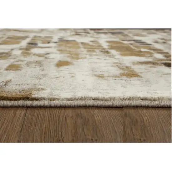 8' Natural And Brown Abstract Runner Rug Photo 6