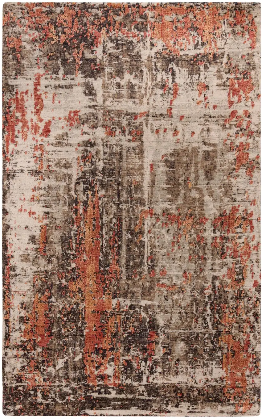 Brown Beige And Apricot New Zealand Lambs Wool Abstract Hand Carved Handmade Area Rug Photo 2