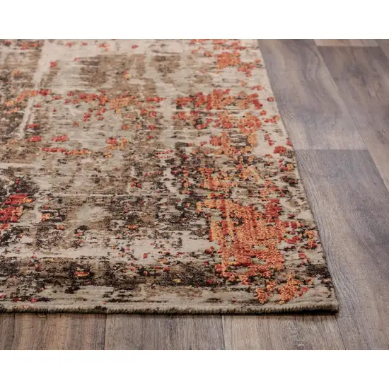 Brown Beige And Apricot New Zealand Lambs Wool Abstract Hand Carved Handmade Area Rug Photo 3