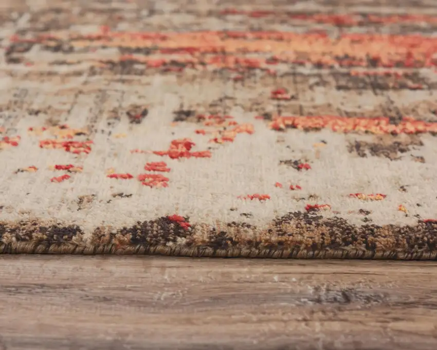 Brown Beige And Apricot New Zealand Lambs Wool Abstract Hand Carved Handmade Area Rug Photo 1