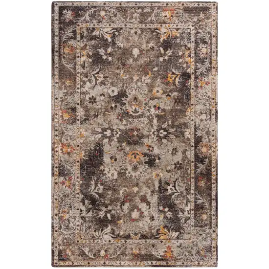 Brown Beige And Apricot New Zealand Lambs Wool Oriental Hand Carved Handmade Area Rug Photo 3