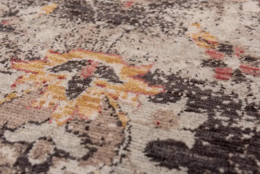 Brown Beige And Apricot New Zealand Lambs Wool Oriental Hand Carved Handmade Area Rug Photo 4