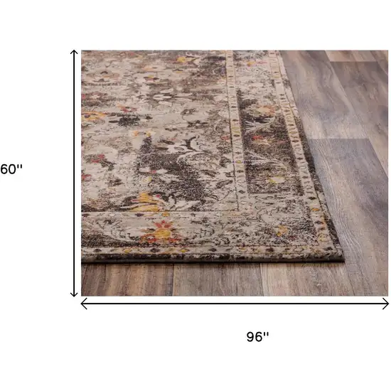 Brown Beige And Apricot New Zealand Lambs Wool Oriental Hand Carved Handmade Area Rug Photo 6