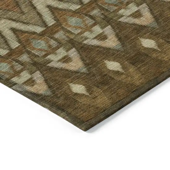 Brown Beige And Artichoke Green Southwestern Washable Indoor Outdoor Area Rug Photo 4