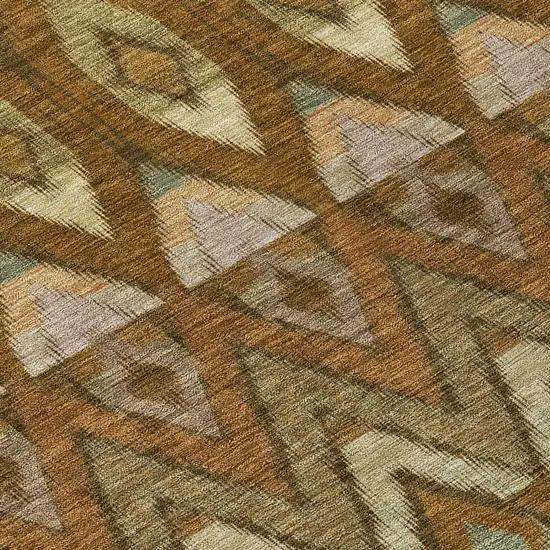 Brown Beige And Artichoke Green Southwestern Washable Indoor Outdoor Area Rug Photo 5