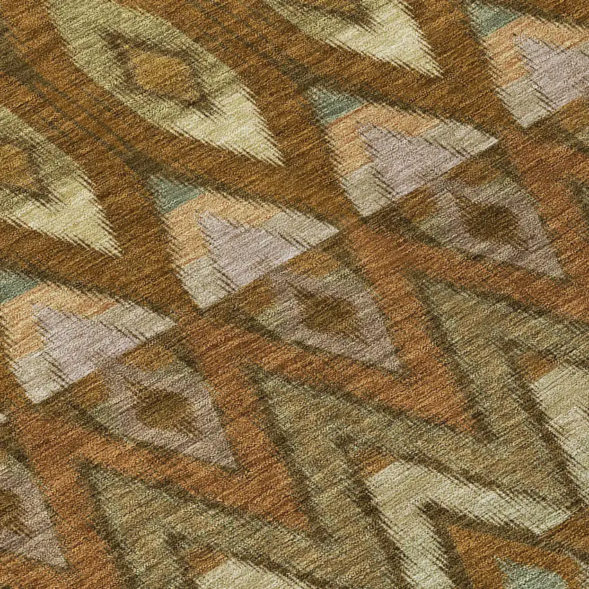 Brown Beige And Artichoke Green Southwestern Washable Indoor Outdoor Area Rug Photo 5
