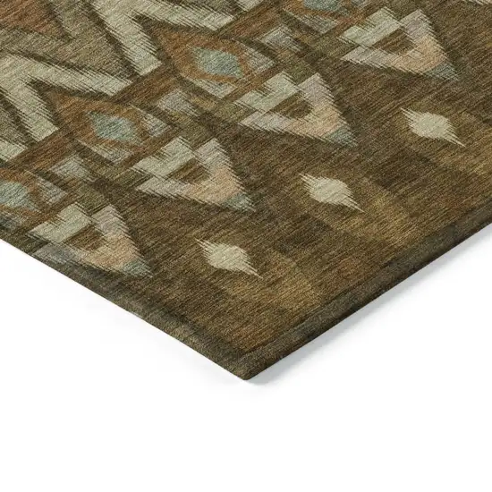 Brown Beige And Artichoke Green Southwestern Washable Indoor Outdoor Area Rug Photo 4