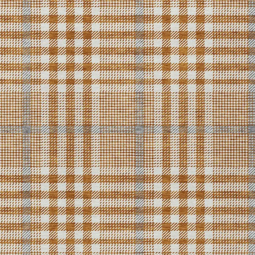 Brown Beige And Beige Plaid Washable Indoor Outdoor Area Rug Photo 5