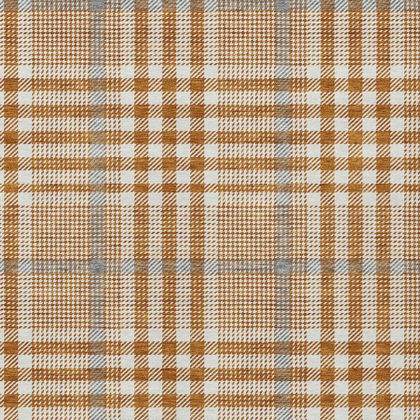 Brown Beige And Beige Plaid Washable Indoor Outdoor Area Rug Photo 5