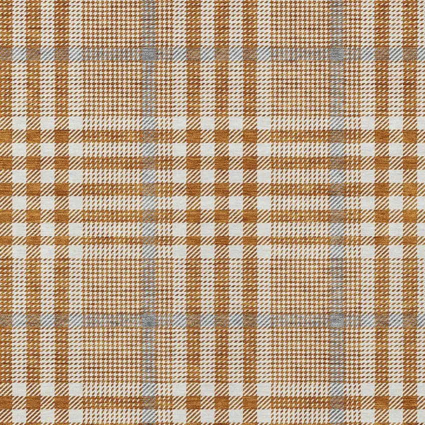 Brown Beige And Beige Plaid Washable Indoor Outdoor Area Rug Photo 5