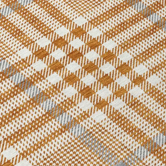 Brown Beige And Beige Plaid Washable Indoor Outdoor Area Rug Photo 4