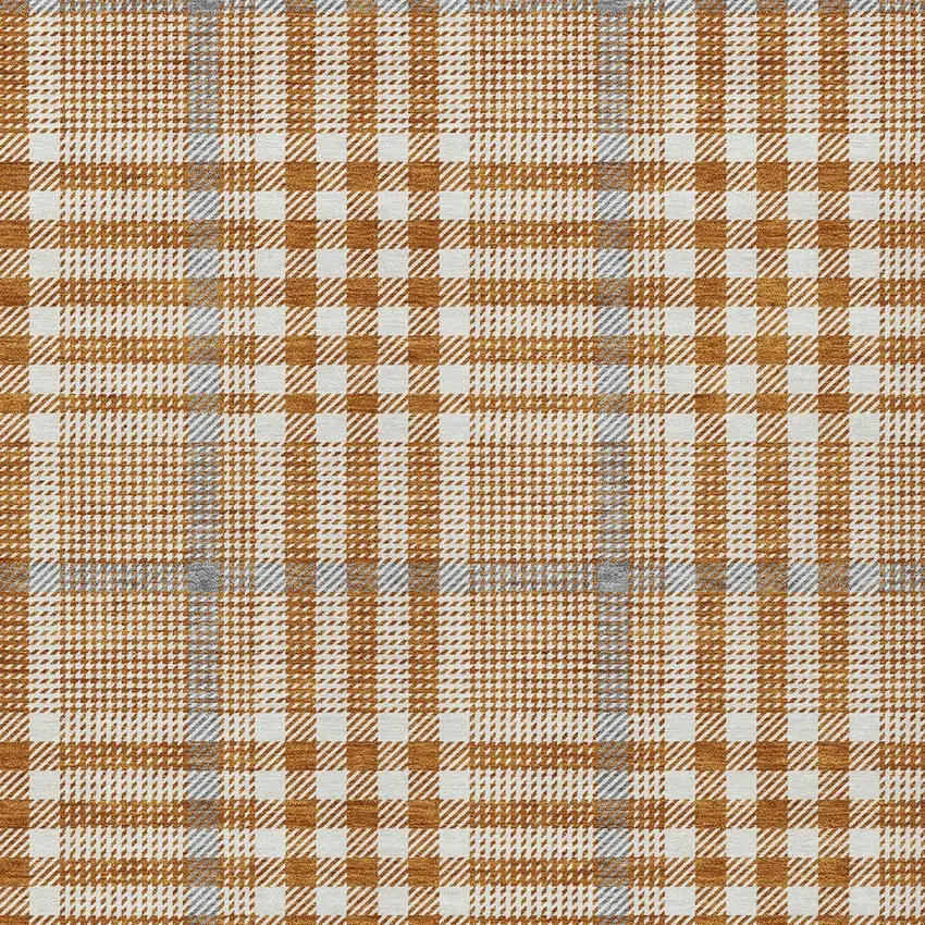 Brown Beige And Beige Plaid Washable Indoor Outdoor Area Rug Photo 5