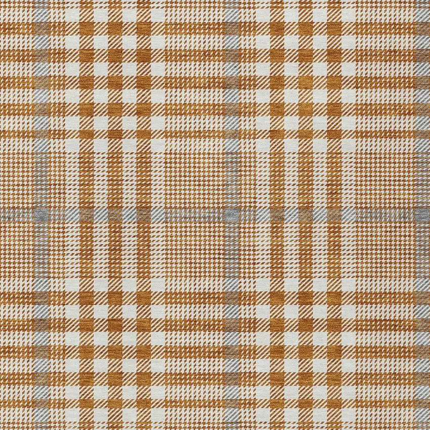 Brown Beige And Beige Plaid Washable Indoor Outdoor Area Rug Photo 5