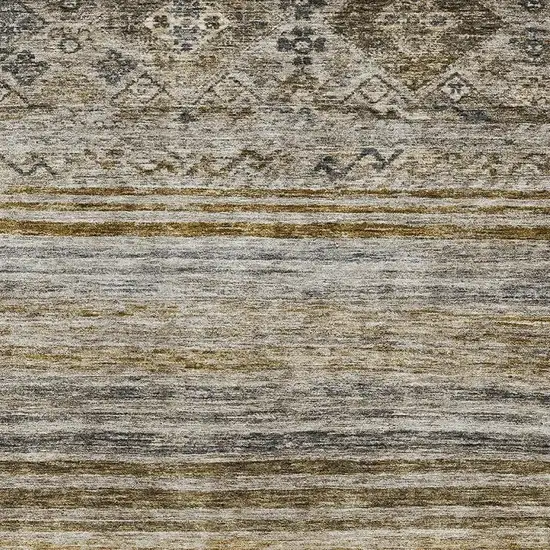 Brown Beige And Blue Abstract Geometric Washable Area Rug With UV Protection Photo 2